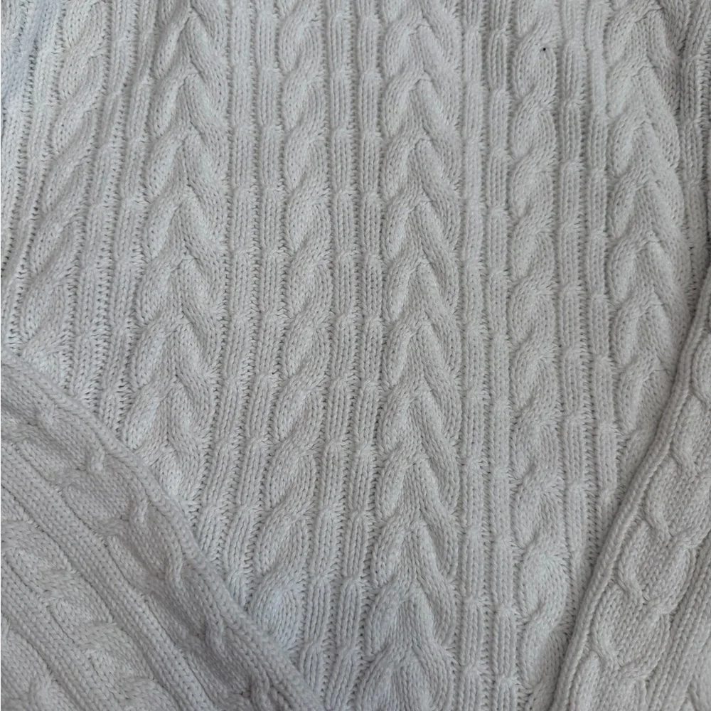 JEANNE PIERRE White Cable Knit Turtleneck Sweater